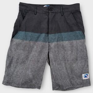 Pipeline Board Shorts Mens 30 Swim Trunks Surf Gray Striped Vacation Beach